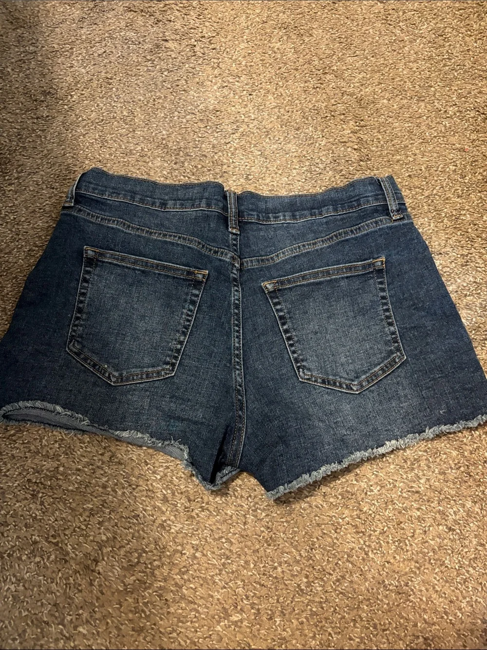 Indigo Raw Hem Blue Denim Jean Shorts